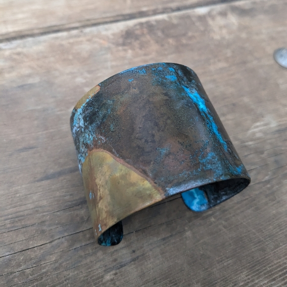 SOLD ETSY-Wide Patina Cuff Bracelet - Picture 10 of 11